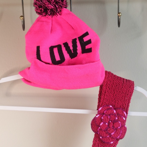 Forever 21 Accessories - Pink Winter Hat and Headband